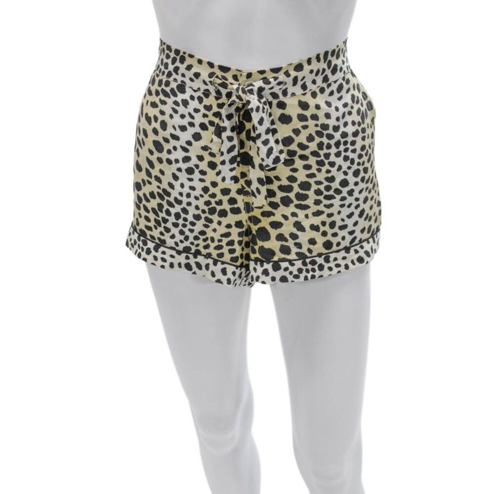 Equipment Femme Womens Paperbag Silk Animal Print Shorts Beige Size XS